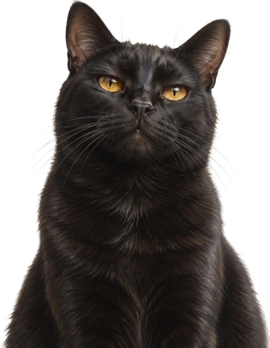 Portrait of Luna, a black cat